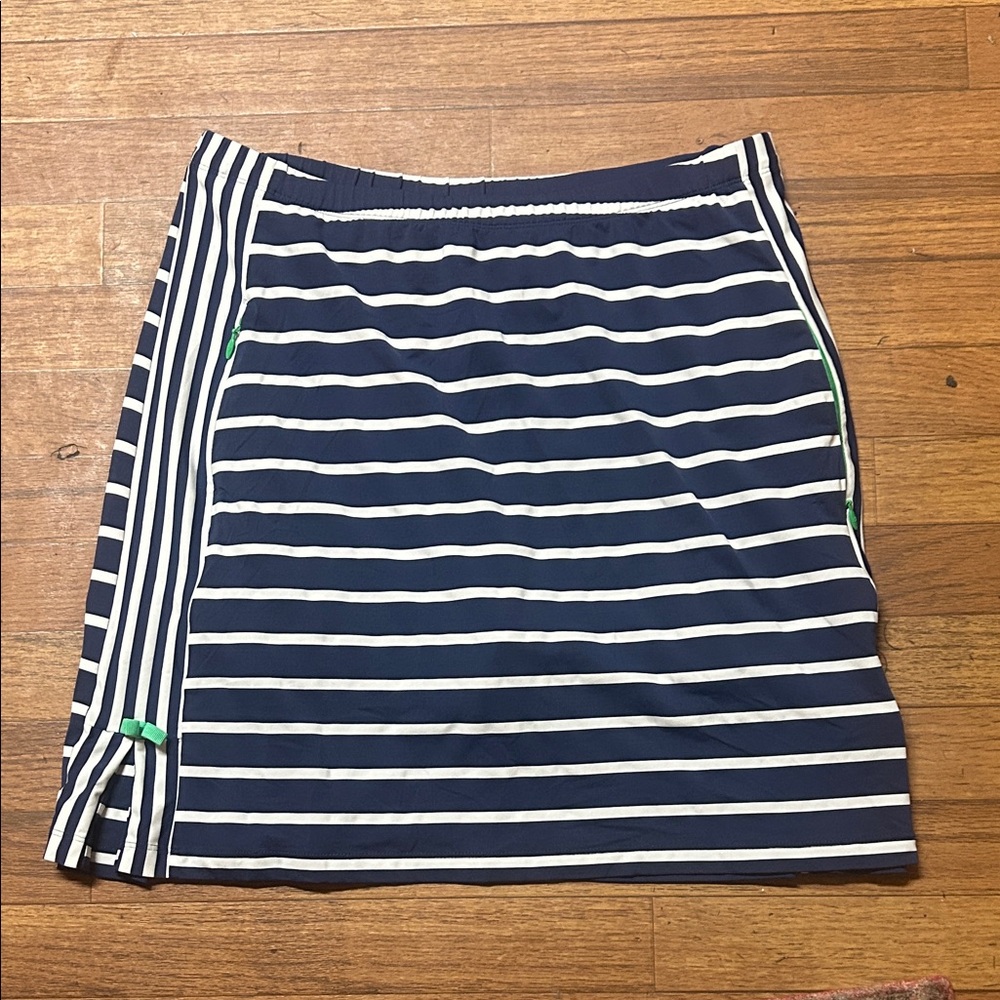 IBKUL Navy and White Striped Mini Skirt